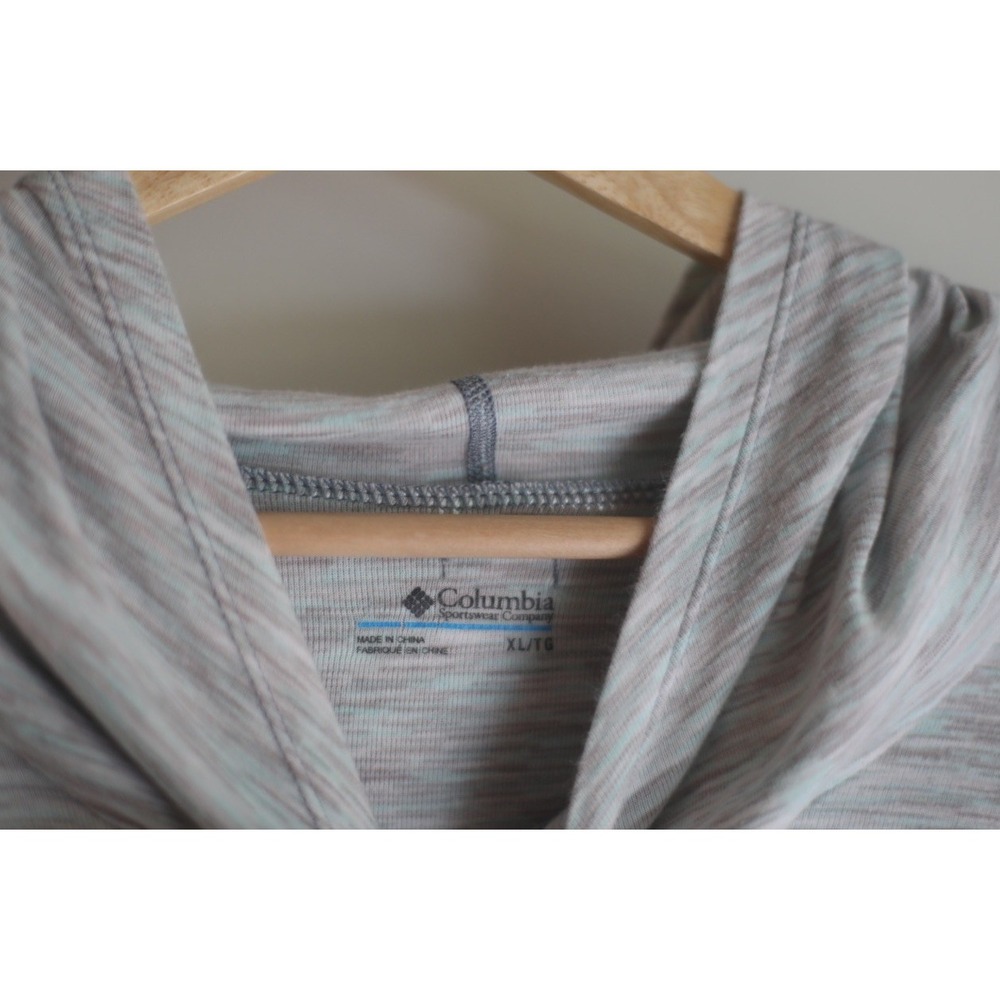 Columbia Women's Lightweight Hooded Long Sleeve Shirt Gray Space Dye XL - Picture 3 of 5
